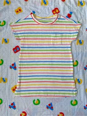 Old Navy White Rainbow Stripe Pocket TShirt Dress